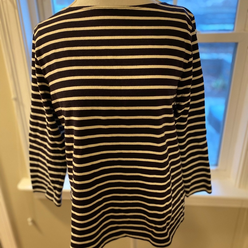Navy and white striped top